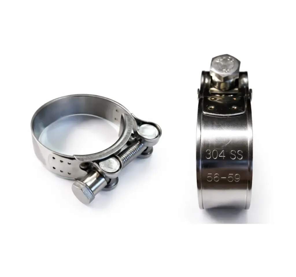 Colier SS 304, deschidere 56–59 mm, cap șurub 13 mm, grosime 8 mm